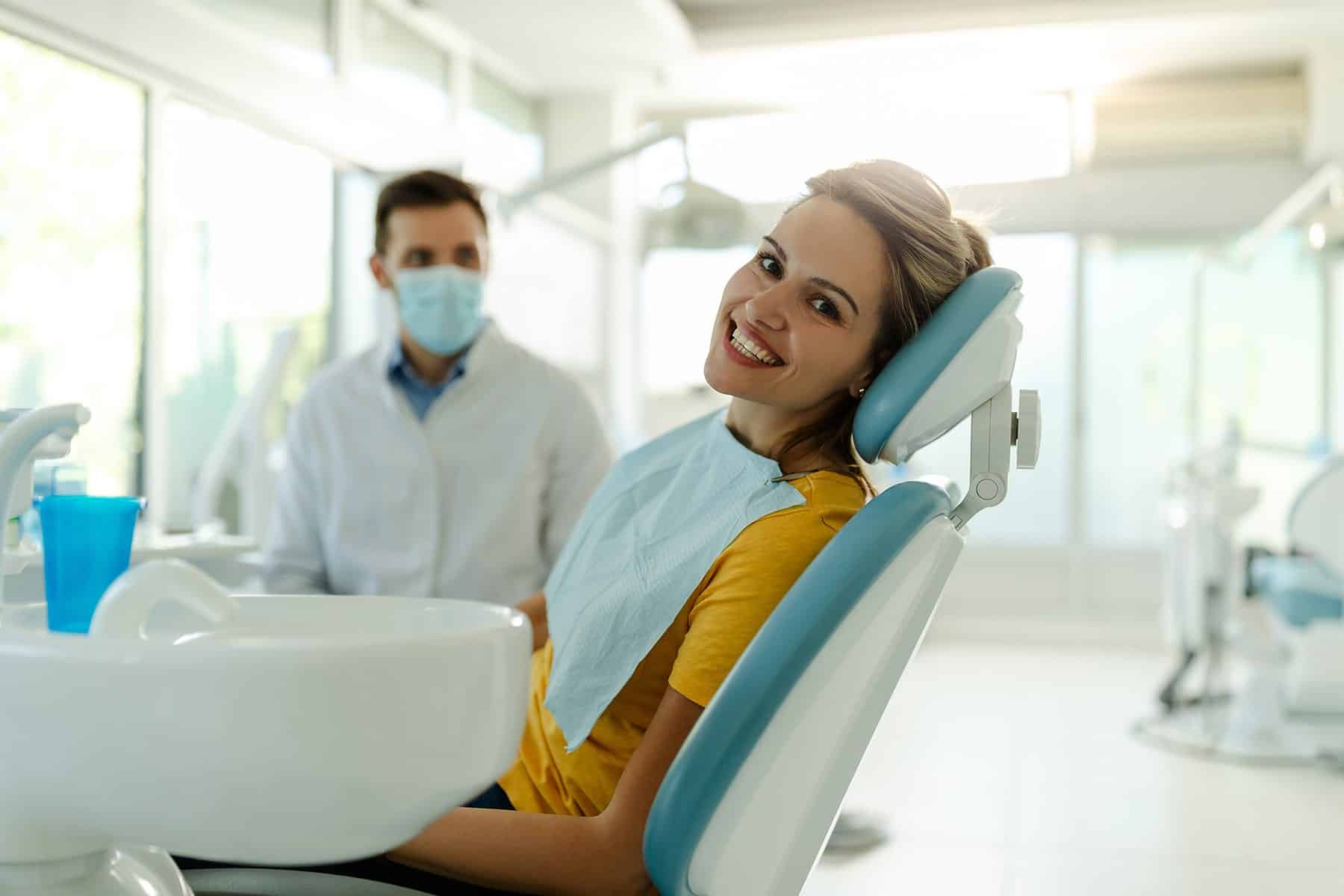 Woman at cosmetic dentist appointment in El Paso, TX
